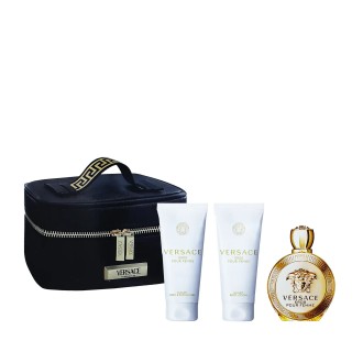 Versace Eros Pour Femme dárková sada pro ženy parfémovaná voda 100 ml + tělové mléko 100 ml + sprchový gel 100 ml + kosmetická taštička