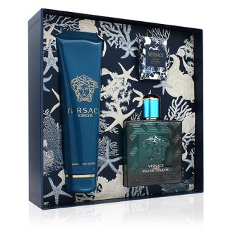 Versace Eros dárková sada pro muže toaletní voda 100 ml + sprchový gel 150 ml + toaletní voda 5 ml