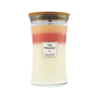 WoodWick Trilogy Blooming Orchard vonná svíčka s dřevěným knotem 609 g