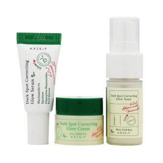 AXIS-Y The Mini Glow Trio dárková sada tonizační mlha 12 ml + rozjasňující sérum 5 ml + korekční gelový krém 5 ml